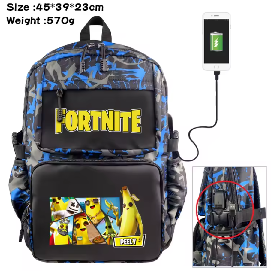 Fortnite Backpack With Portable Phone Charging, Multiple Graphics