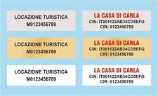 Targhetta alloggio turistico, casa vacanze, affitti brevi. Targa CIN CIR