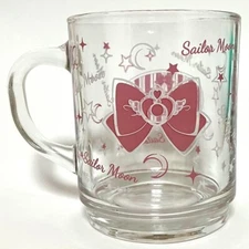 Duralex Sailor Moon Cafe Limited Clear Glass Mug Cup Pink Ribbon Japan NEW