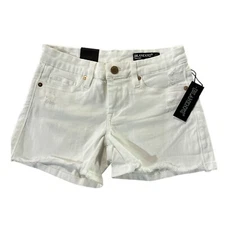 [BLANKNYC] White Denim Shorts Distressed Frayed Hem The Essex Classic Cut Off 24