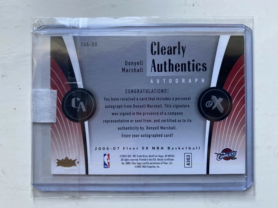 Fleer EX 2006-07 Clearly Authentics Autógrafo Donyell Marshall Automático RARO Cavs Foto 2 de 2