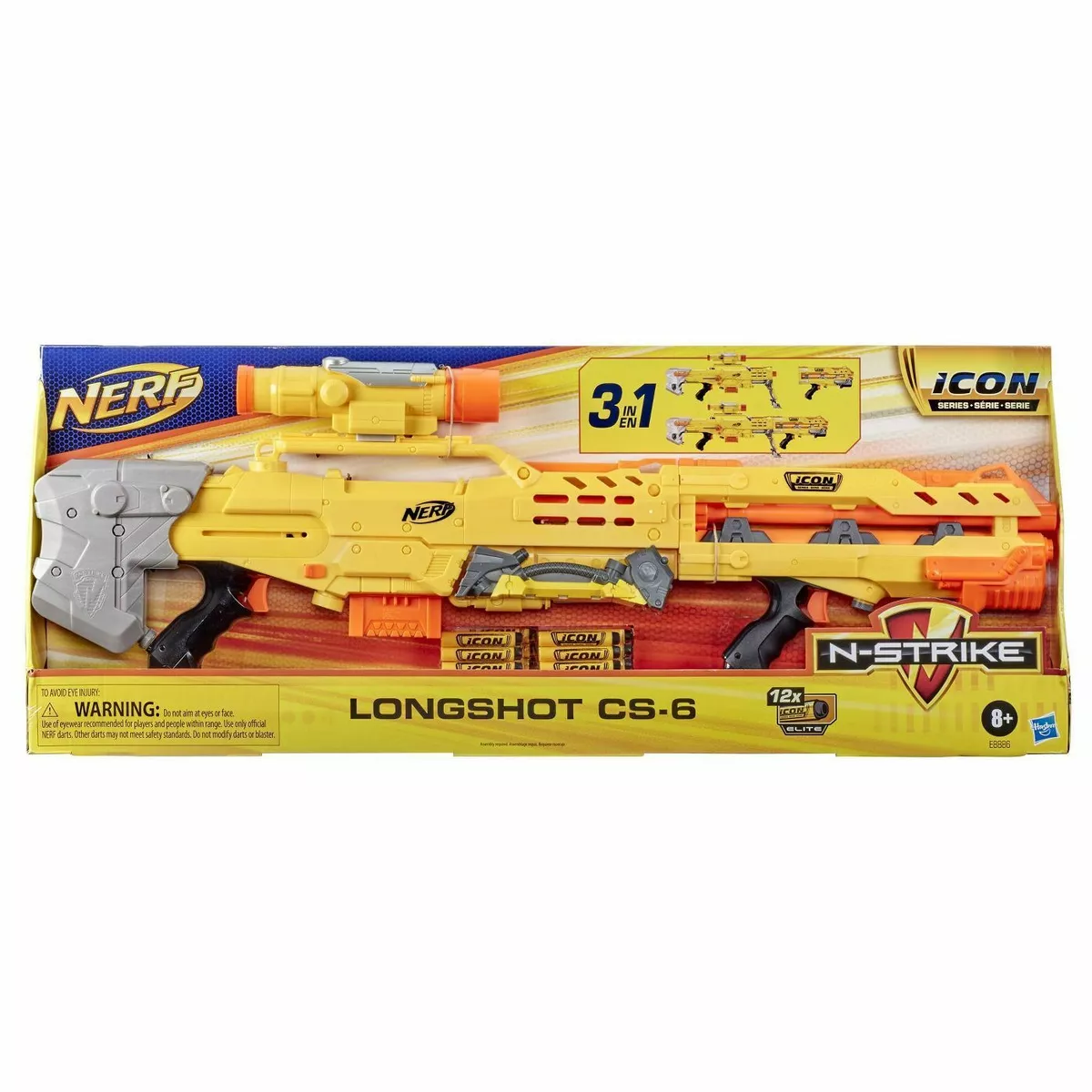 NEW NERF N-Strike Icon Series 3in1 Sniper Longshot CS-6 Toy Blaster  630509937714