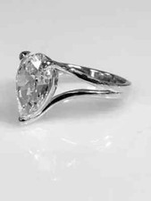 10x8mm Pear Cut D/VVS1 Moissanite Prong Engagement Ring 14k White Gold Plated