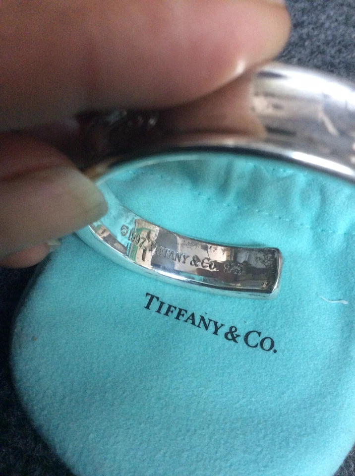 1997 Tiffany & Co sterling Silver 925  1837 cuff  bracelet small wrist check siz - Image 4 of 4