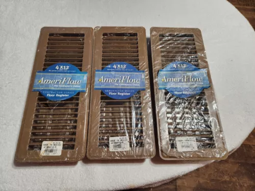 Lot of 3 AmeriFlow 4" X 12" Floor Register, Brown. A11