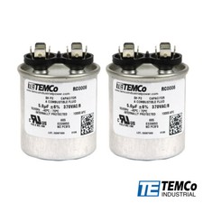 TEMCo 5 uf/MFD 370 VAC volts Round Run Capacitor 50/60 Hz -Lot-2