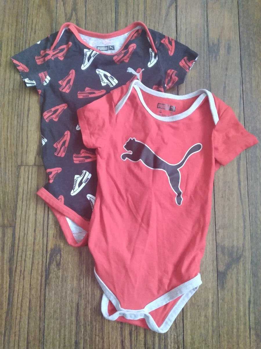 Puma Baby Boy Bodysuit One Piece 12 Months Black Red 2pcs 1