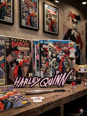 Harley Quinn Logo - Deko Platte Figur Comics Graffiti Style 3D 22cm 