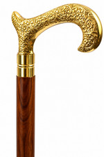 Elegant Wooden Walking Stick with Brass Handle