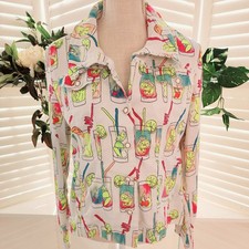 Berek Vintage Summer Theme Bling Button Down Jacket with Pockets Size Large