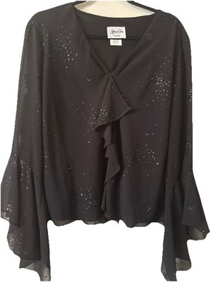 NWT $130.00 Jeffrey & Dara Evening Vintage   Sparkle Chiffon Bell   Blouse Sz 14