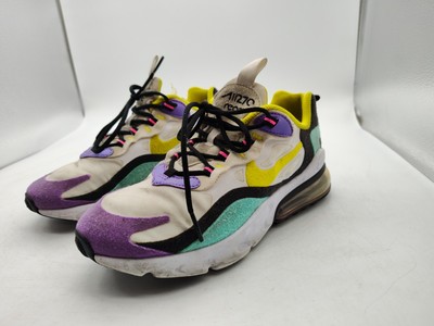 Nike-Air Max 270 React-Size 4.5Y/Womens 6-Shoes-Yellow/Violet/Grn/Wht-BQ0103-101