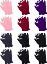 12 Pairs Winter Touch Screen Gloves Men Women Stretch Knitted Texting Gloves