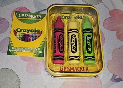 Lip Smacker Crayola Crayon Flavored Lip Balm with Tin Case - Trio 3-pc Pack New