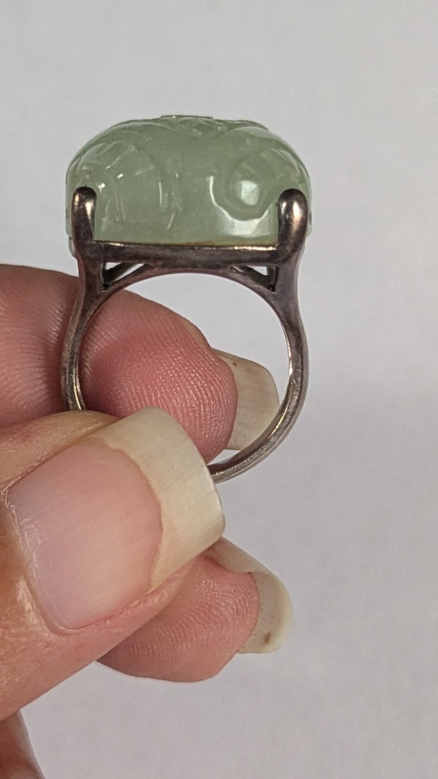 Natural Jade Ring With Silver - image 5