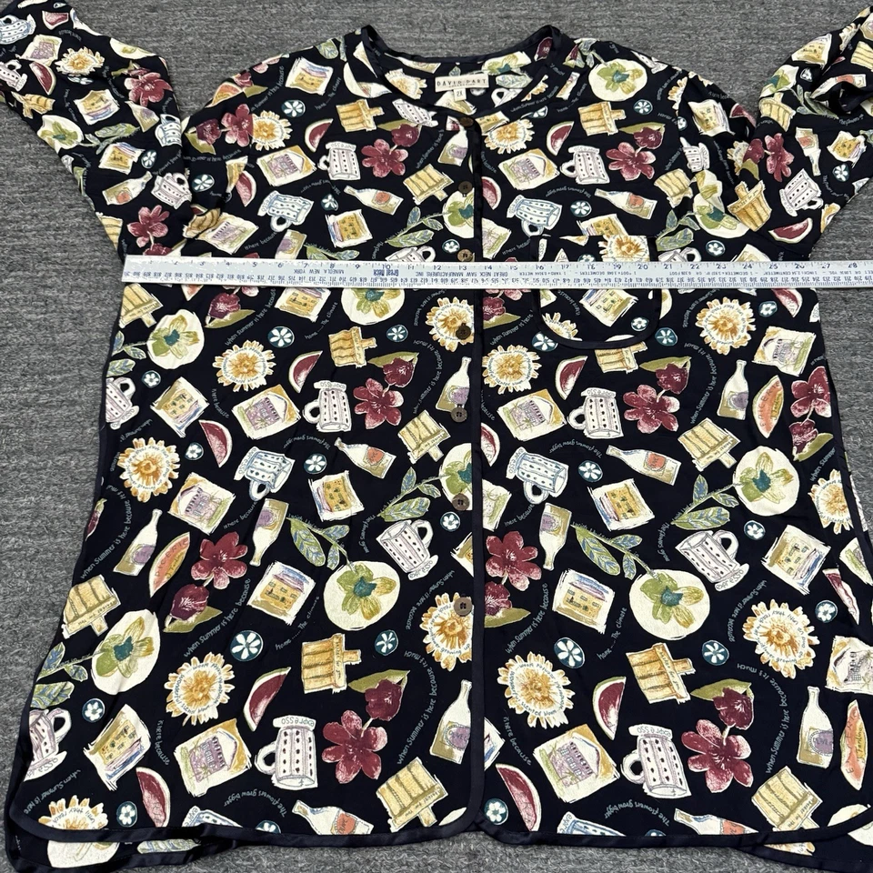 Top túnica vintage David Dart mujer 2X más rayón bolsillo café floral fruta EE. UU. Foto 4 de 4