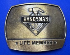 HANDYMAN Club of America Hammer Emblem LIFE MEMBER Vintage 1996 Belt Buckle