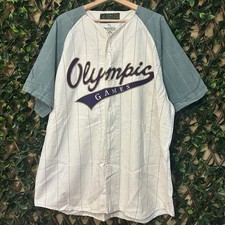 Atlanta Olympic Games 1996 Vintage Pinstripe Retro Baseball Jersey Mens 2XL Rare