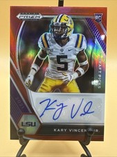 2021 Panini Prizm Draft Picks Auto Red Kary Vincent Jr. #DPA-KVI LSU Tigers /199