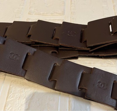 CHANEL Authentic Vintage Logo COCO mark Leather Chain Belt
