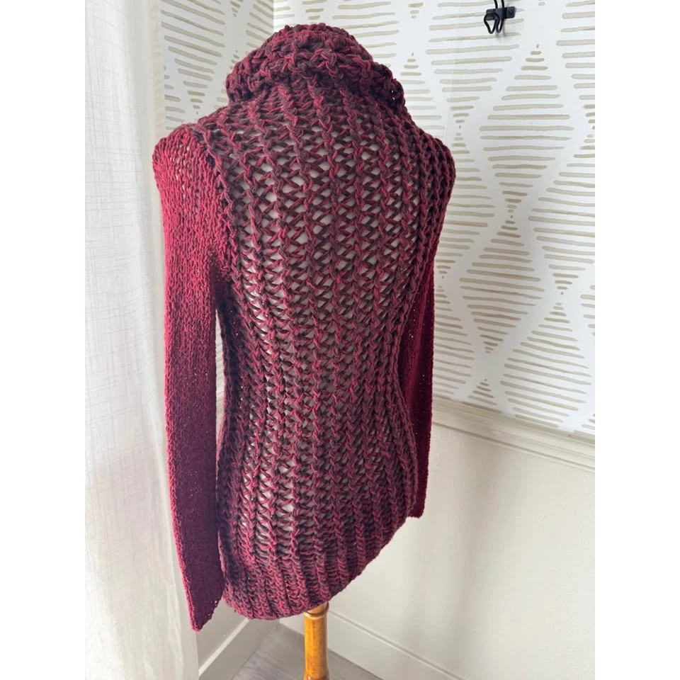 Suéter de lana italiano tejido abierto rojo Helmut Lang para mujer talla P XS Foto 4 de 4