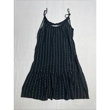 bobeau Black swing dress with White Micro Floral Print