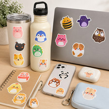 12 Cute Animals Vinyl Waterproof Stickers for notebook, laptop, tumbler, etc.