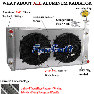 4 Row Radiator+Shroud Fan Fits 2004-16,15 Chevrolet Express GMC Savana 2500/3500