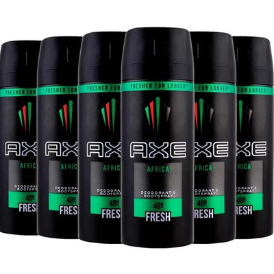 Axe AFRICA Body Spray Deodorant For Men 150ml/5.07fl oz-FREE SHIPPING-PACK OF 6