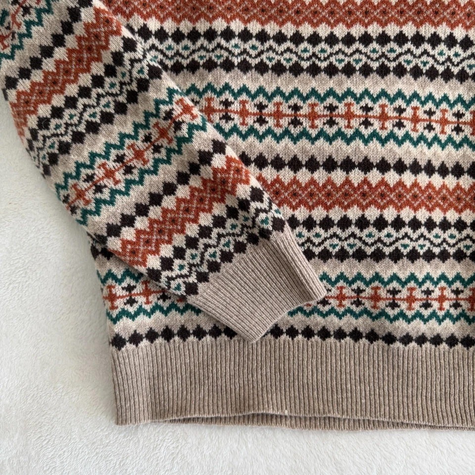 Suéter J Crew Hombre Medio Isla Justa Lana Tejido Nórdico Lana de Cordero Abuelo Cuello Redondo Foto 3 de 4