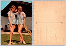 Alice & Ellen Kessler Twins Croquet Photo Postcard Western Germany UFA 60s