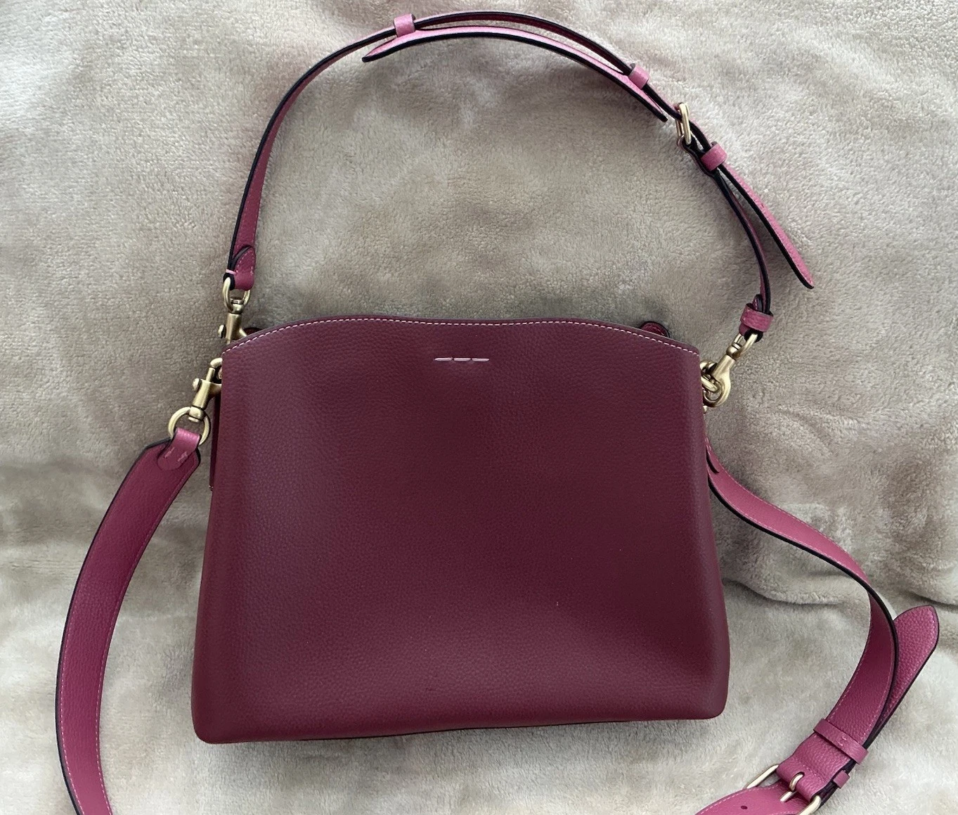 Coach Salice Secchiello Borsa Borsetta Borsetta Pelle Vino