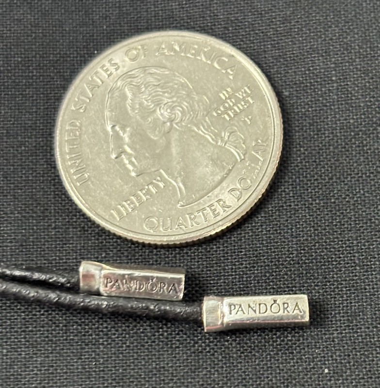GUC 39.5” Pandora ALE 925 Silver Black Leather Strap Lariat Necklace Cord
