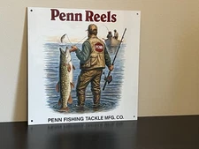 Penn Reels Fishing Tackle Advertising  Vintage Style Metal Sign