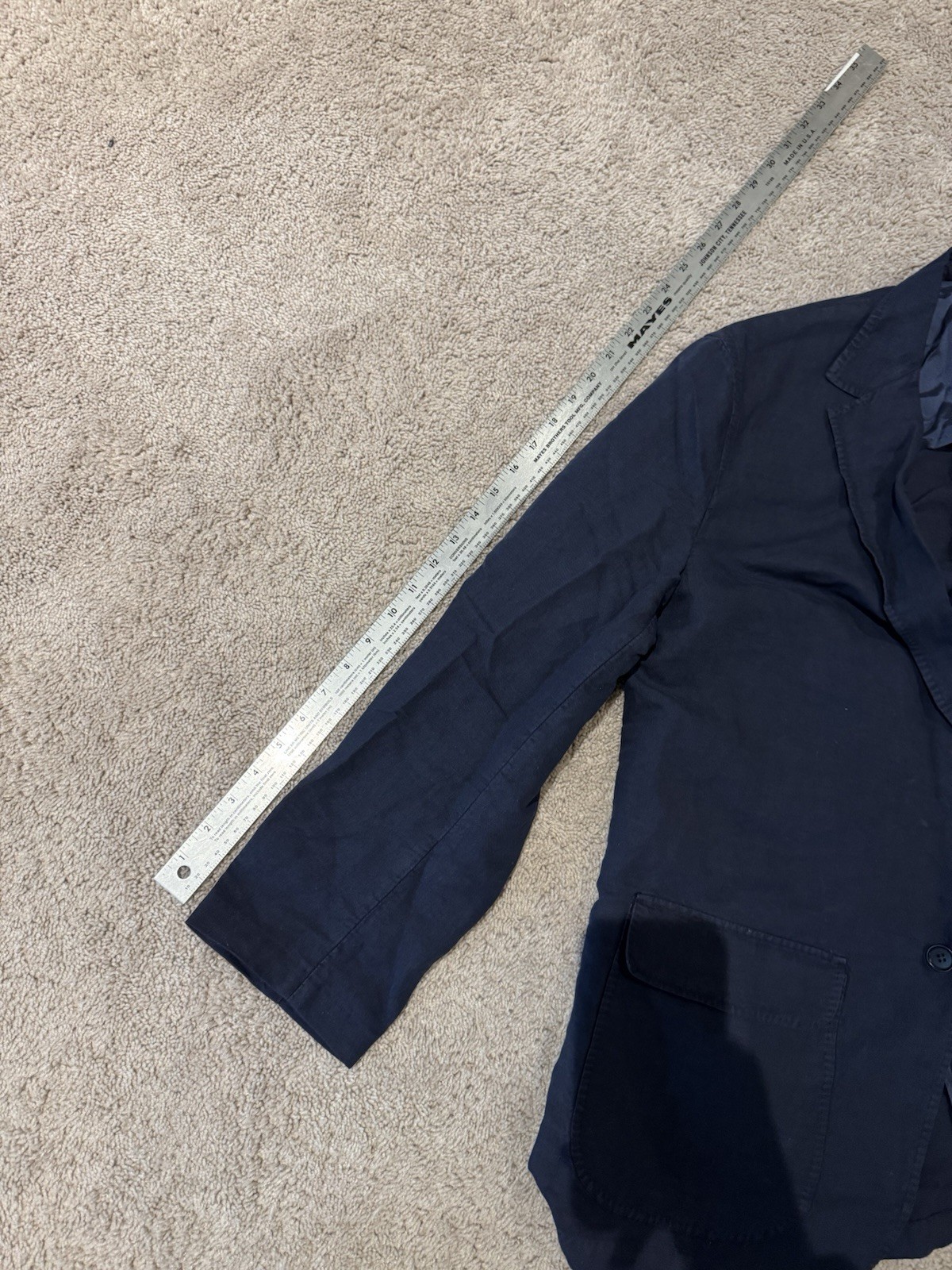 Sid Mashburn Blue Butcher Jacket Unstructured Hem… - image 9