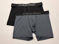 Calvin Klein Microfiber Stretch Boxer Briefs - Gray - Black - Large - NP26830