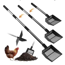 Adjustable Chicken Poop Scooper, Heavy Duty Stainless Steel Chicken Rake with 3-