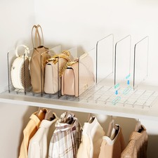 Bag  Purse Organizer for Closet Stackable Acrylic Shelf Dividers for Closet ...