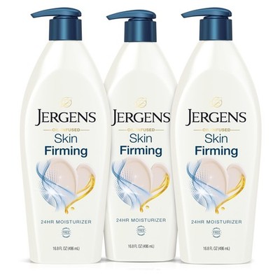 Jergens Skin Firming Body Lotion for Dry to 16.8 Fl Oz (Pack of 3), White 