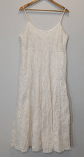 Club Monaco womens medium maxi dress tiered cream boho floral Coastal travel sun
