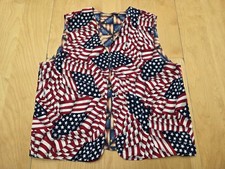 Vintage USA Flag Reversible Vest Patriotic 1776 2000 Americana Unisex Small