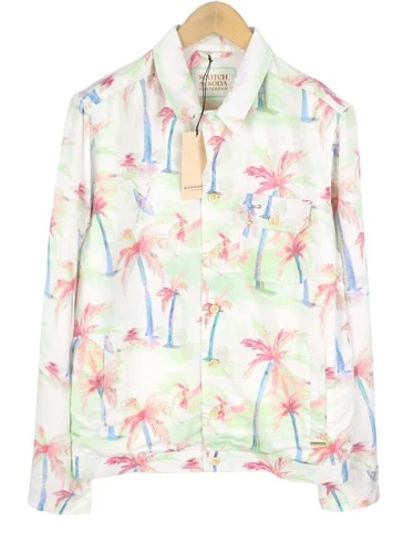 SCOTCH & SODA Men Jacket M Colourful Palm Hawaii Hemp Blend Button Up DDP image 2
