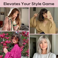 Soft Breathable Human Hair Topper with Bangs for Thinning Hair  Gray Coverage