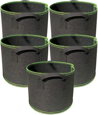 5er-Pack 3 Gallonen Grow Bags Heavy Duty Thickened Nonwoven Aeration Fabric Pots