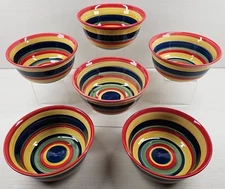 6 Tabletops Unlimited Swirl Multicolor Cereal Bowls Set Table Serving Dishes Lot