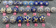 Vintage Blue White Ceramic Drawer Knobs Hand ...
