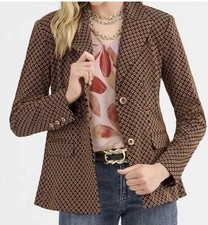 Cabi Dandy Blazer Size S Stretch Brown Prints Preppy Career Office Business NEW