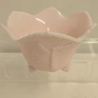 Vintage Pink Milk Glass Berry Leaf Pattern  Berry-Shaped Footing Decorative Bowl