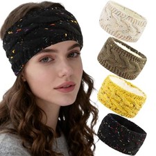 Winter Fleece Headbands for Women Knitted Design With Fleece Lining to Black2