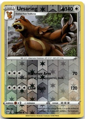 Ursaring Reverse Holo Uncommon SWSH03: Darkness Ablaze 139/189 NM